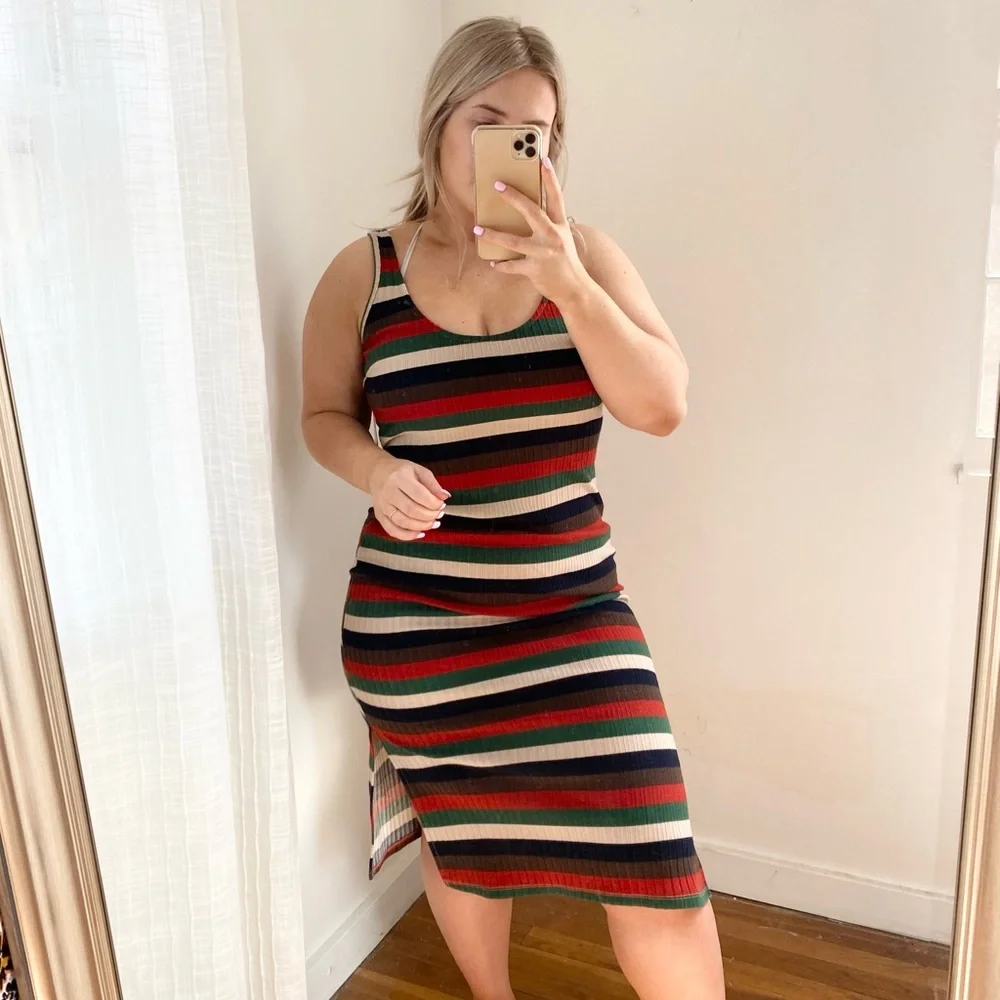 NWT Lulu’s Ribbed Bodycon Striped Dress Medium